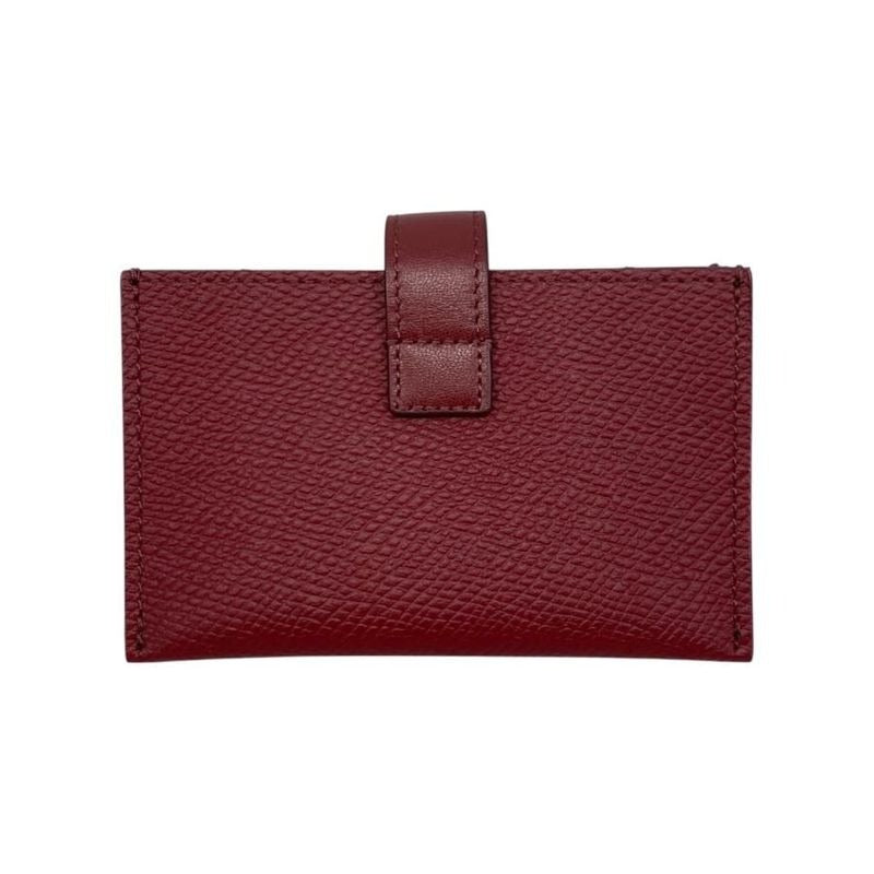 Celine Card Case Accordion Holder 10 B693 bfp Calfskin Logo Light Burgundy