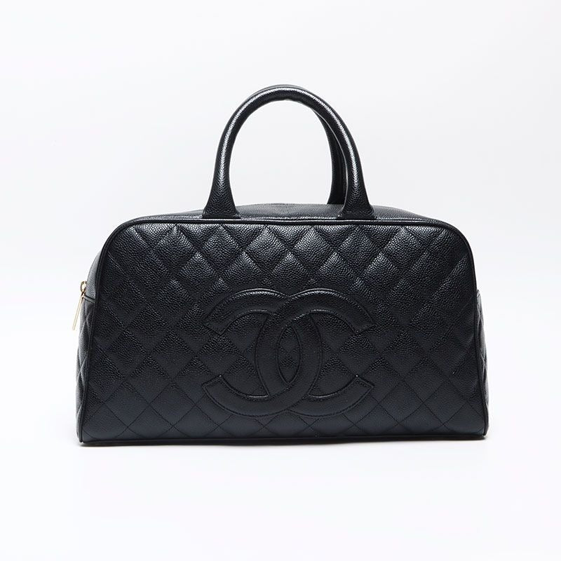 Chanel Boston Bag Caviar Leather CC Logo