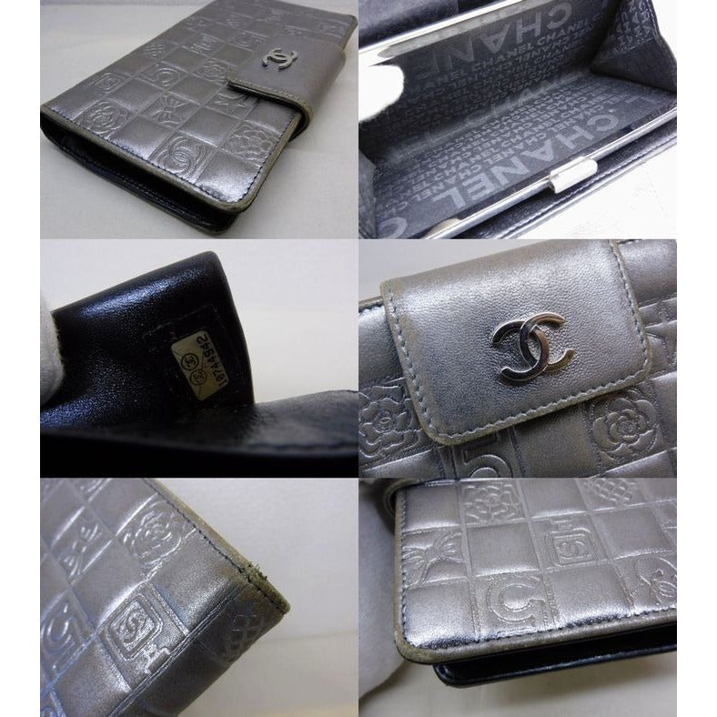 Chanel Icon Wallet Clasp Silver Leather CC Logo 7K — view 4