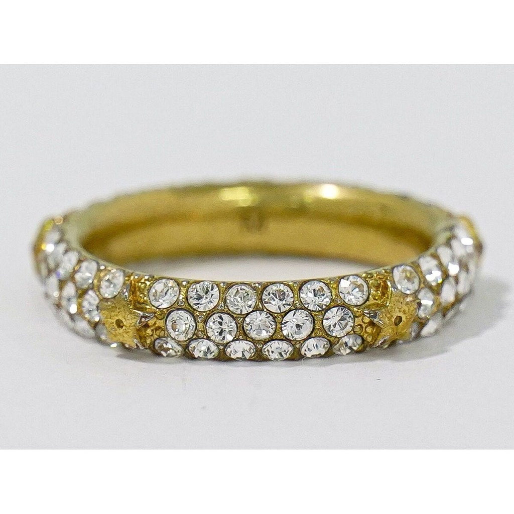 Dior Star Motif Rhinestone Ring M Gold Plated — view 3