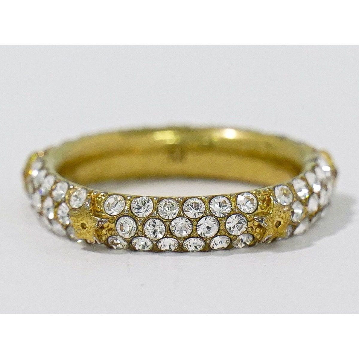 Dior Star Motif Rhinestone Ring M Gold Plated — view 3