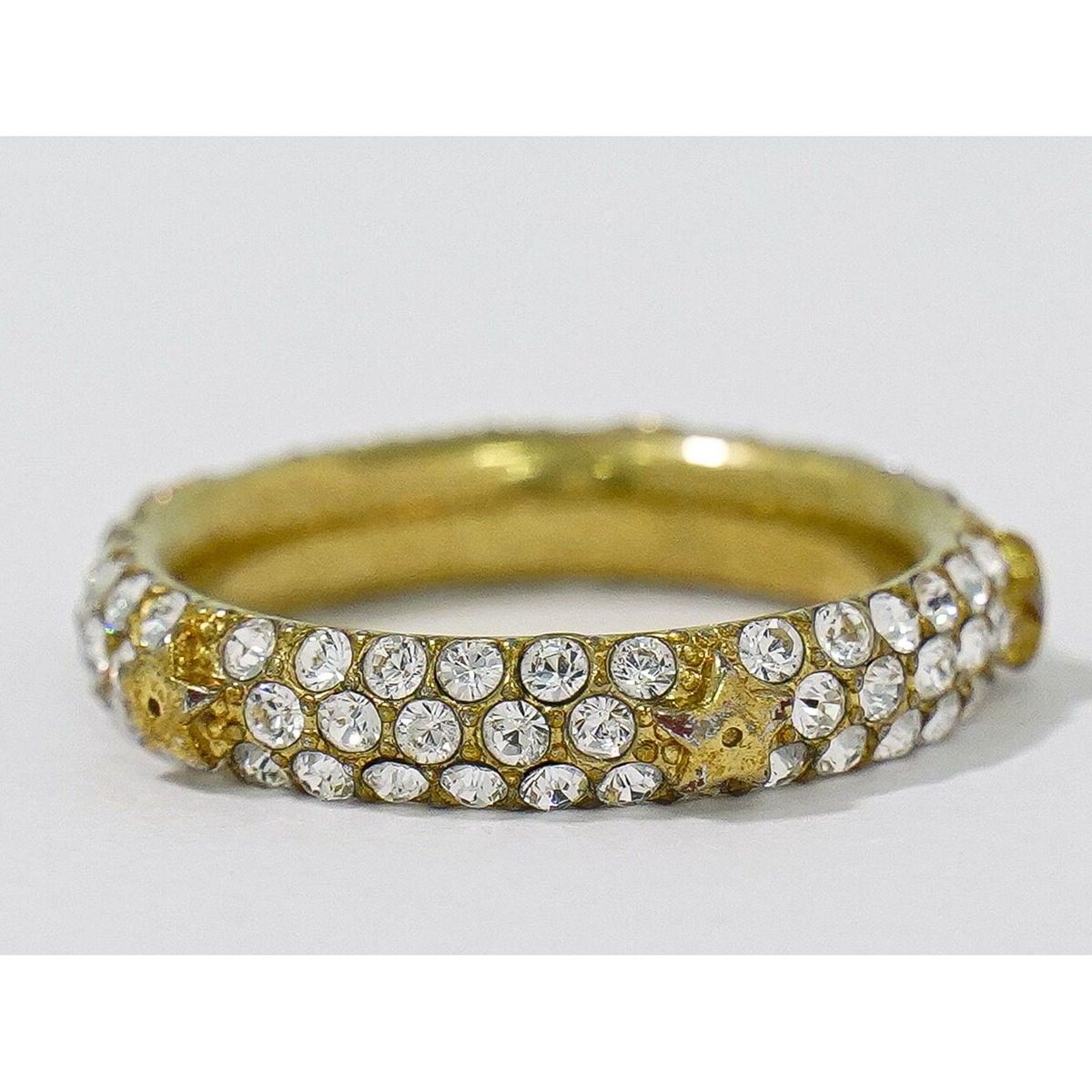 Dior Star Motif Rhinestone Ring M Gold Plated — view 4