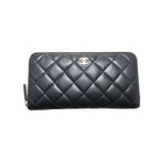 Chanel Quilted GD Leather Zip Around Wallet