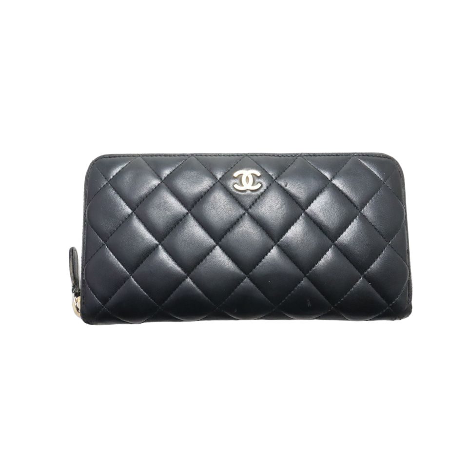Chanel Quilted GD Leather Zip Around Wallet