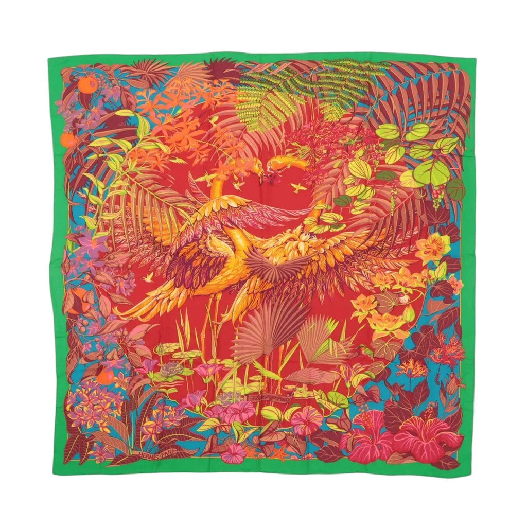 Hermes Tag Carre Jean 140 Cashmere Flamingo Party Scarf