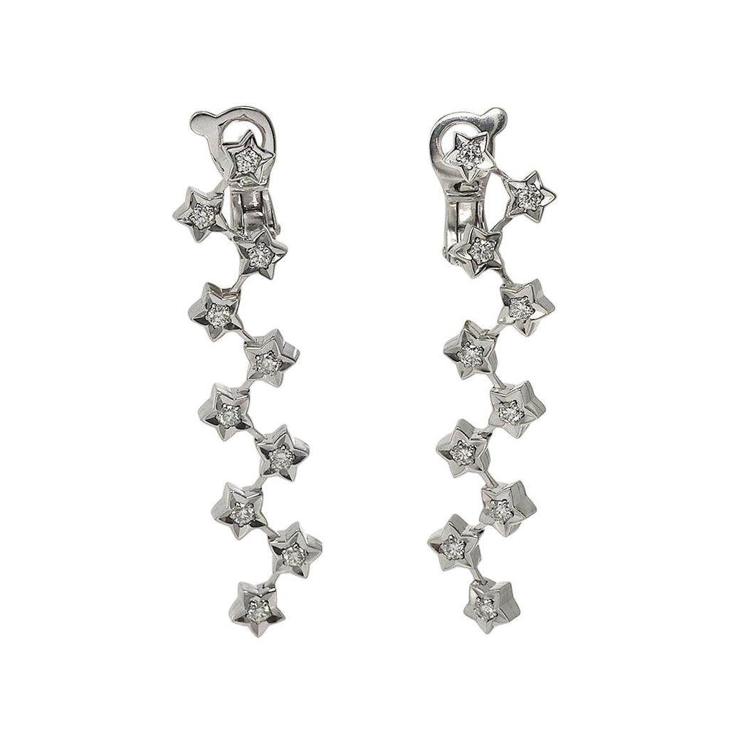 Chanel Comete Diamond Drop Earrings 18k WG 750 Star Pierced Certificate