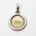 Hermes Serie Necklace Pendant Choker AU 750 AG 925 Gold Coin Medal
