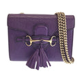 Gucci Guccissima Horsebit Emily Purple Leather Chain Shoulder Bag