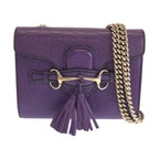 Gucci Guccissima Horsebit Emily Purple Leather Chain Shoulder Bag