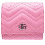 Gucci Compact Wallet GG Marmont Bifold Leather Pink 0052