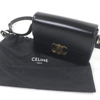 Celine Teen Shiny Calfskin Leather Triomphe Shoulder Bag Black Gold — view 2