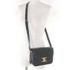 Celine Teen Shiny Calfskin Leather Triomphe Shoulder Bag Black Gold — view 3