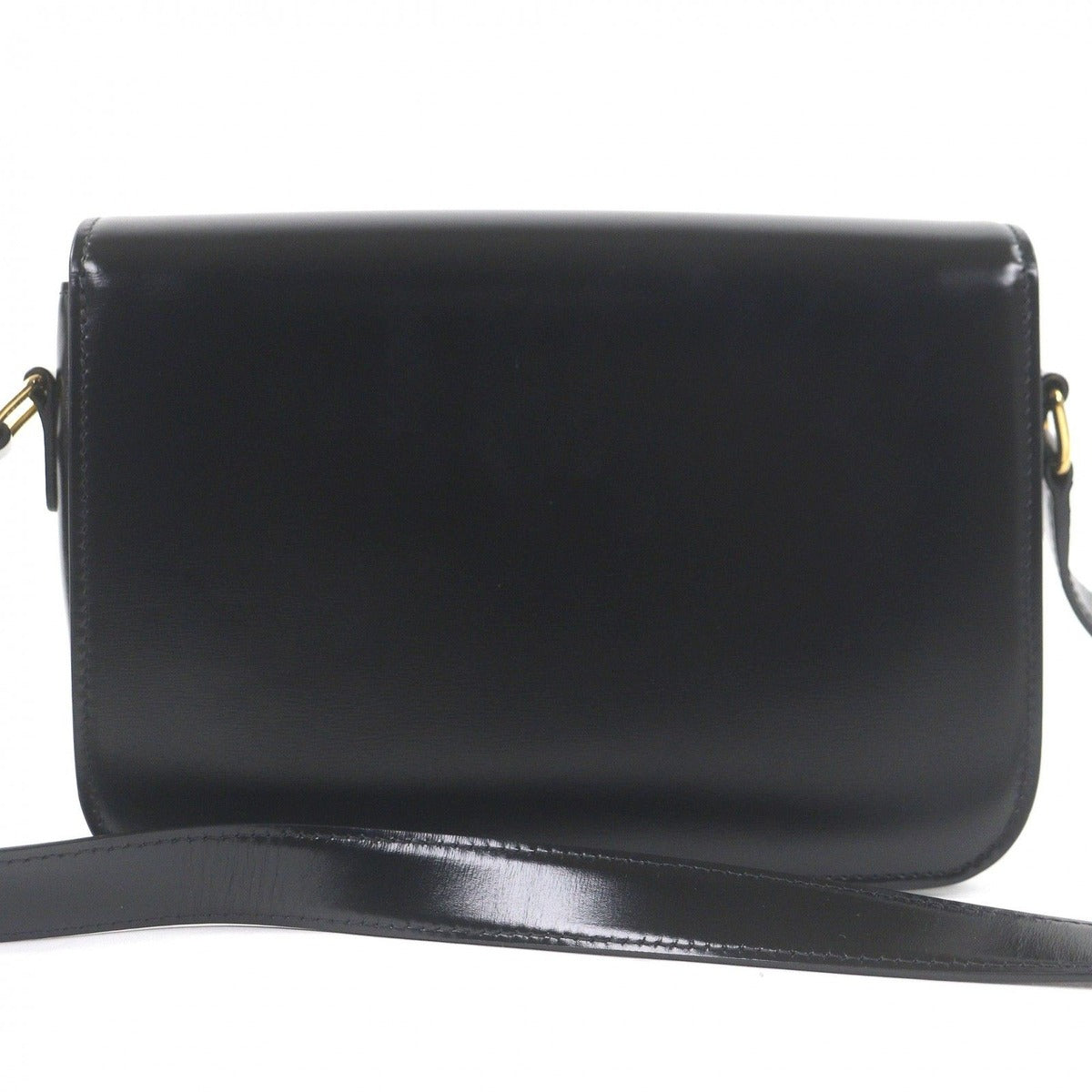 Celine Teen Shiny Calfskin Leather Triomphe Shoulder Bag Black Gold — view 4