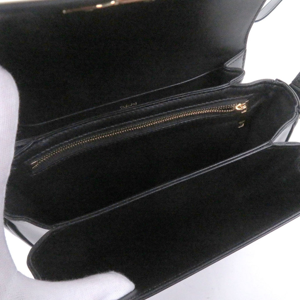 Celine Teen Shiny Calfskin Leather Triomphe Shoulder Bag Black Gold — view 7