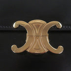 Celine Teen Shiny Calfskin Leather Triomphe Shoulder Bag Black Gold — view 8