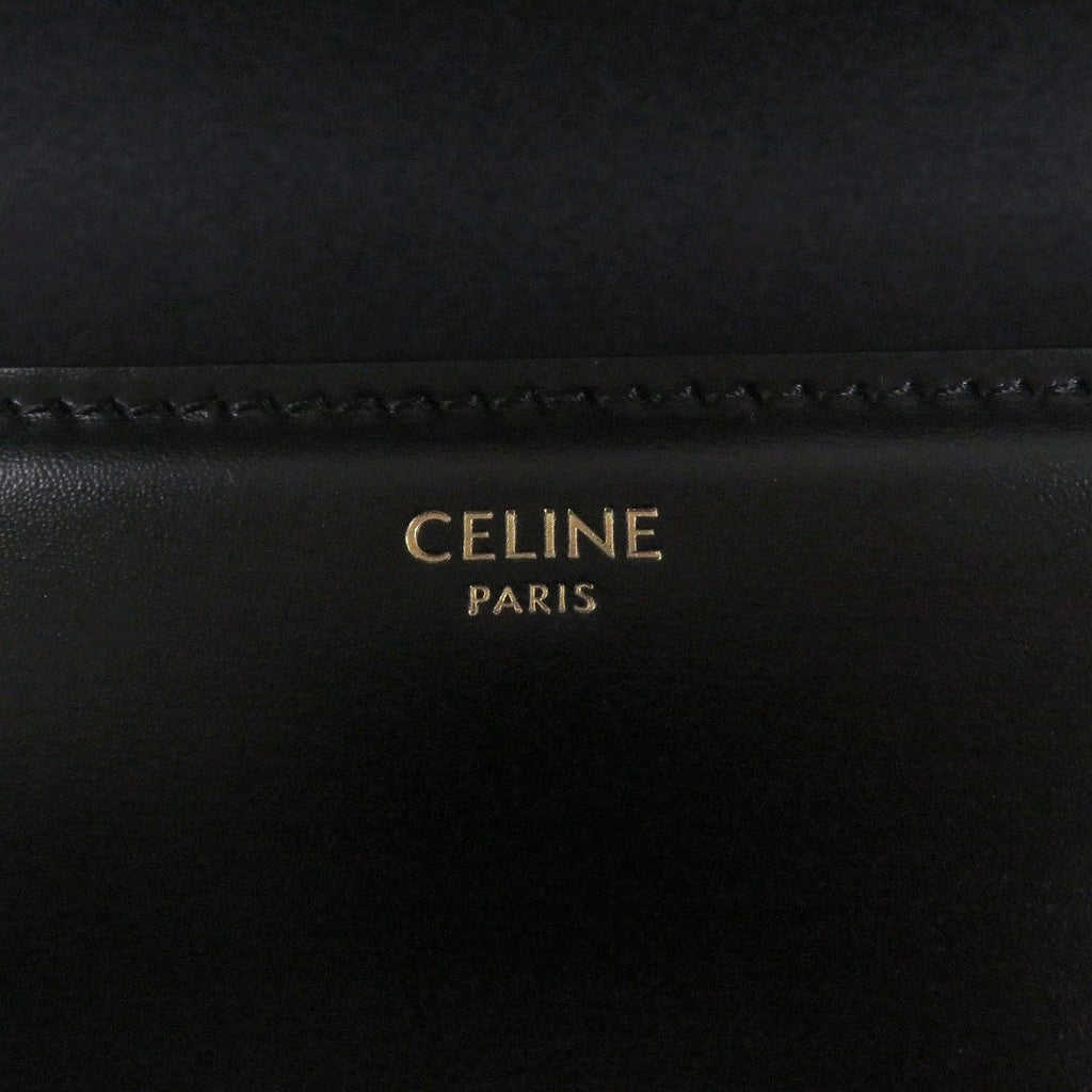 Celine Teen Shiny Calfskin Leather Triomphe Shoulder Bag Black Gold — view 9