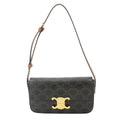 Celine Triomphe Claude Shoulder Bag Leather Tan Black Brown