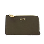 Loewe Pebble Coin Card Holder Purse Grain Calf Leather Dark Brown