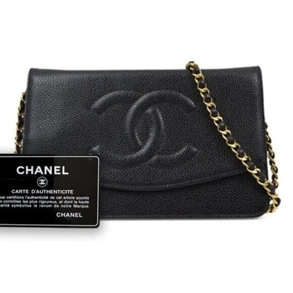 Chanel CC Classic Timeless Caviar Flap Wallet on Chain Purse Black Bag — view 2