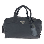 Prada Tessuto Black Silver Nylon Boston Bag
