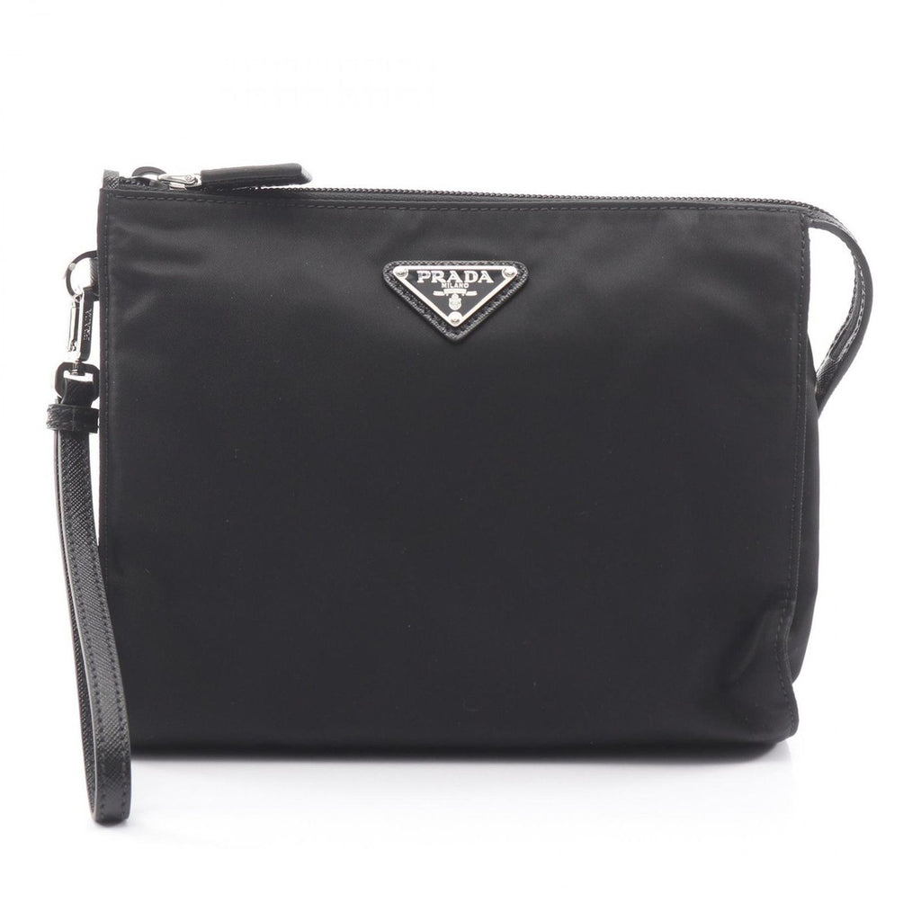 Prada Clutch Re-Nylon Nesetessuto Saffiano Black Nylon Leather