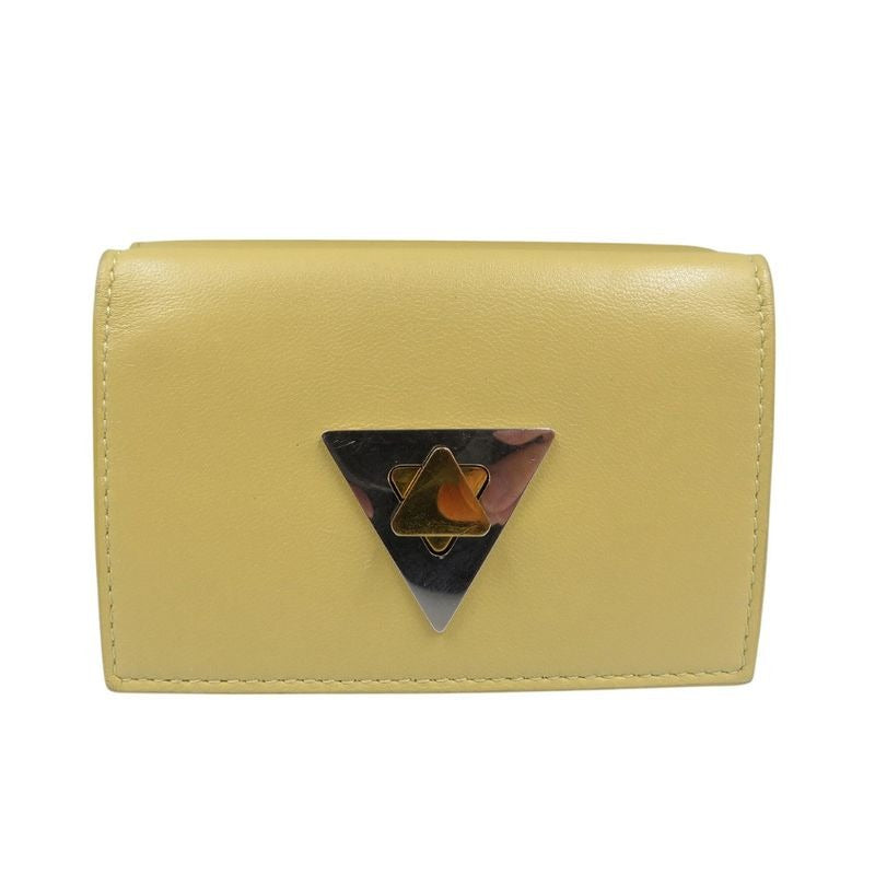 Bottega Veneta Triangle Tiny Wallet Calfskin Gold Hardware Silver