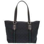 Gucci Sherry Line GG Canvas Black Tote Bag Green 0090 — view 3