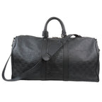 Louis Vuitton 2-Way Boston Handbag Shoulder Damier Infini Keepall Leather Black