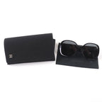 Chanel CC Logo Chain Enamel Leather Sunglasses Black 57 17 140 Made — view 2