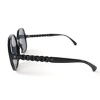 Chanel CC Logo Chain Enamel Leather Sunglasses Black 57 17 140 Made — view 4