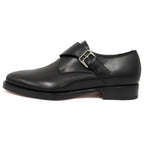 Hermes Strap Dress Business Shoes Leather Silver 40.5 Black