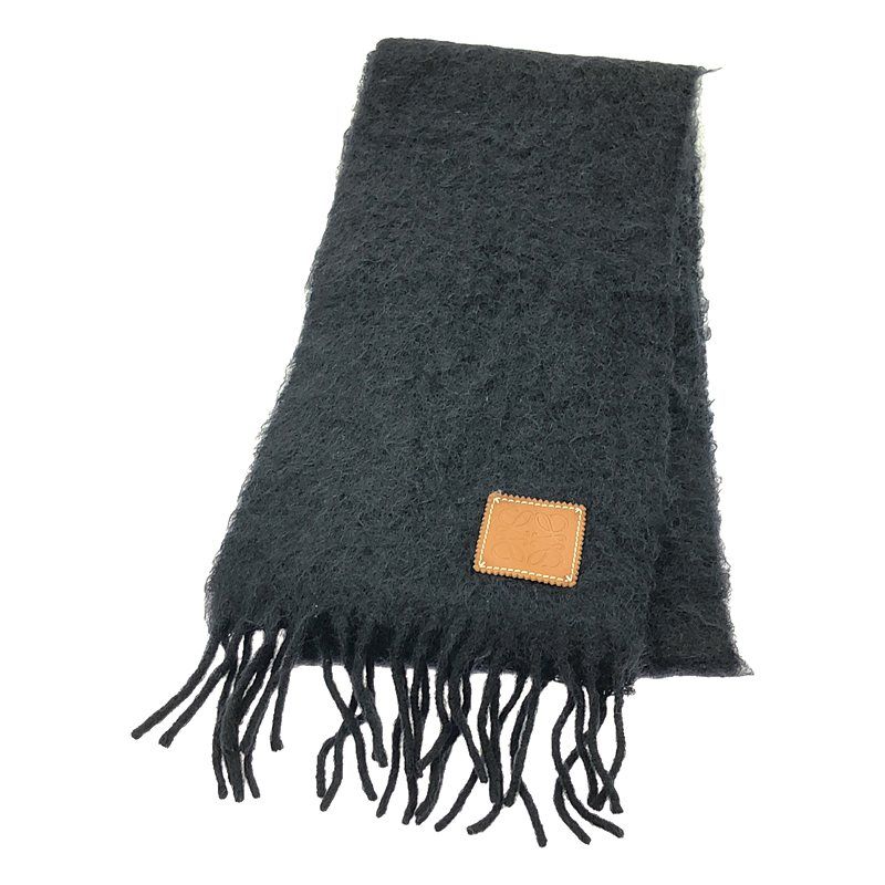 Loewe Mohair Blend Wool Fringe Scarf Black — view 2