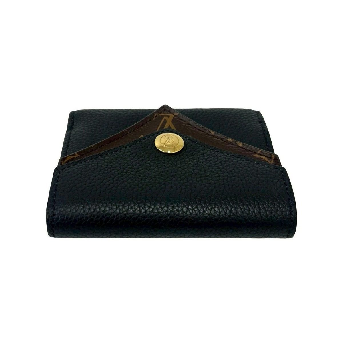 Louis Vuitton Portefeuille Double Leather Trifold Wallet Compact Black — view 3