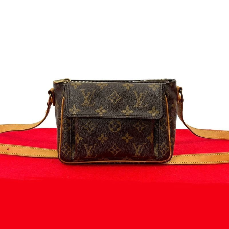Louis Vuitton PM Monogram Leather Mini Shoulder Bag Pochette Sacoche Brown 09494 — view 2