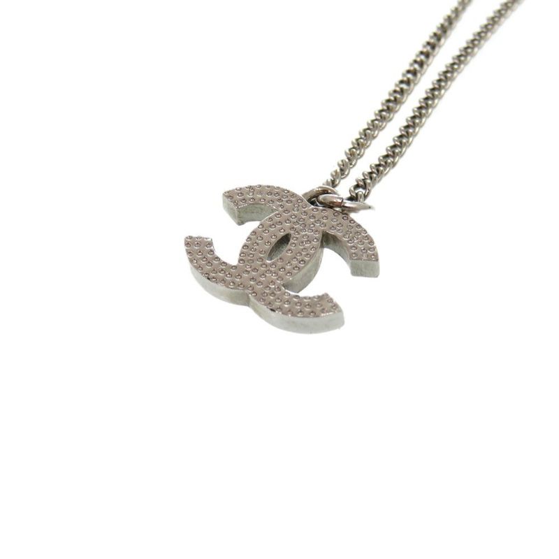 Chanel Coco Mark Metal Rhinestone Silver 0834 Necklace — view 7