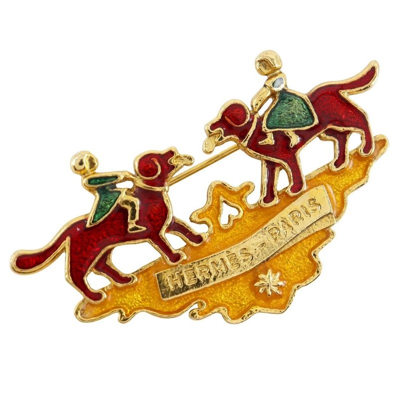 Hermes Girl And Dog Cloisonne & Vintage Ware Gold Plated — view 2