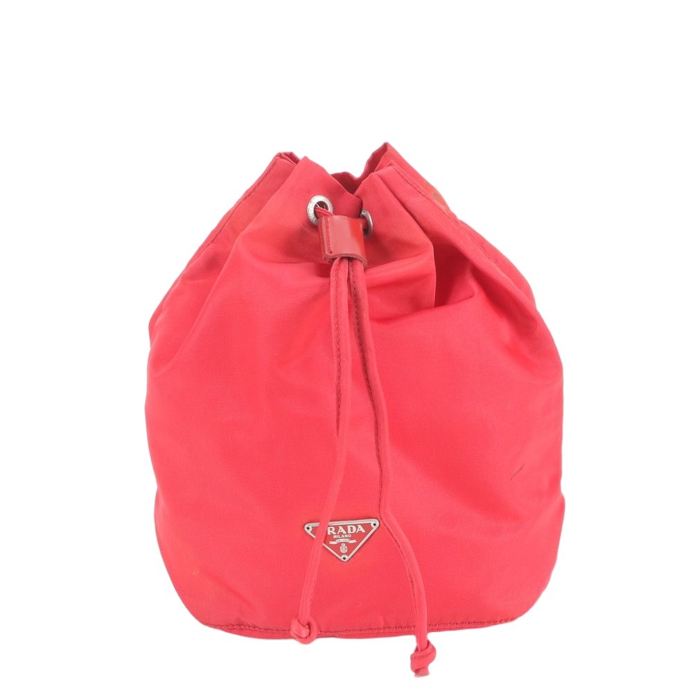 Prada Tessuto Nylon Triangle Logo Leather Pouch Hand