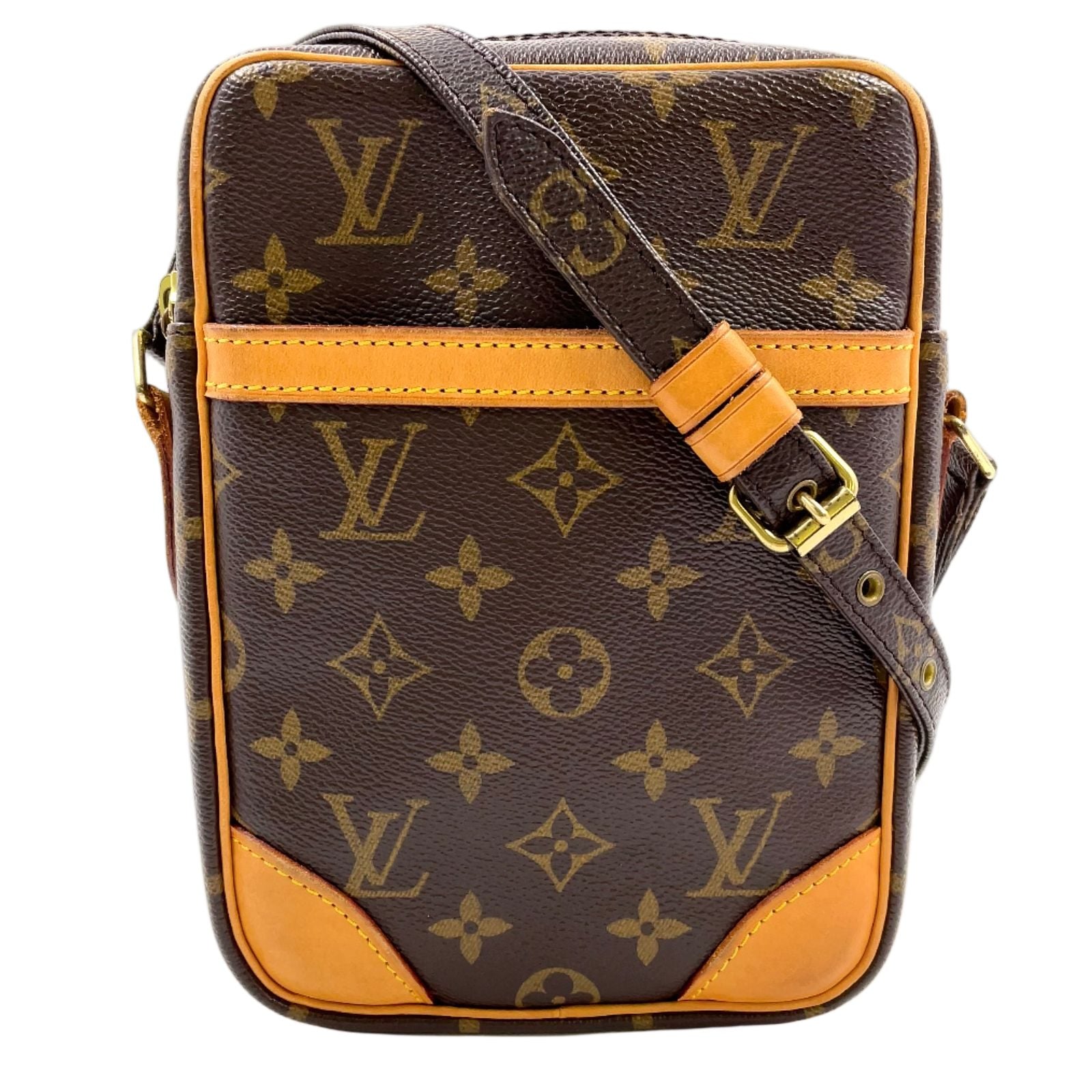 Louis Vuitton Danube Monogram Leather Brown Light Shoulder Bag Gold