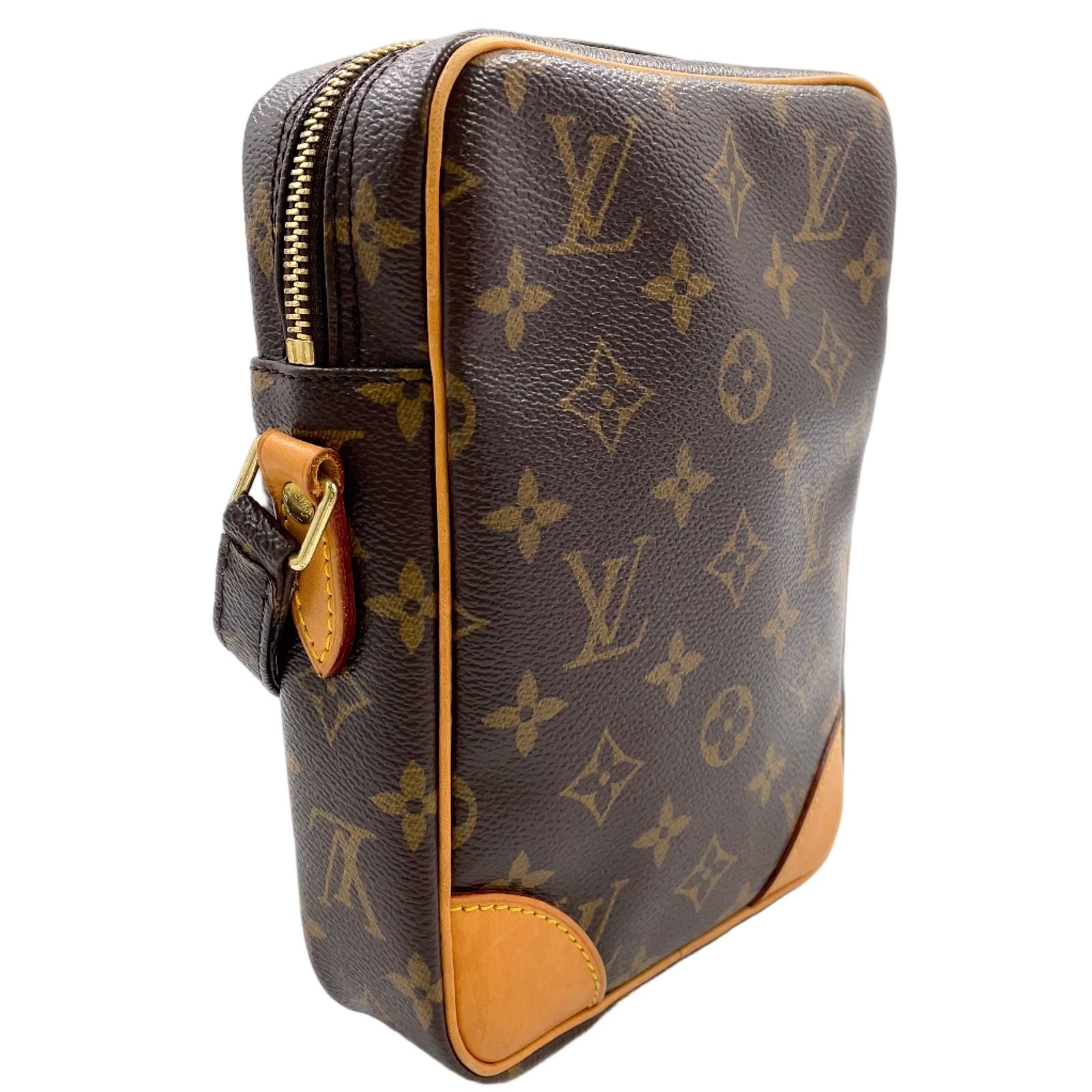 Louis Vuitton Danube Monogram Leather Brown Light Shoulder Bag Gold — view 2