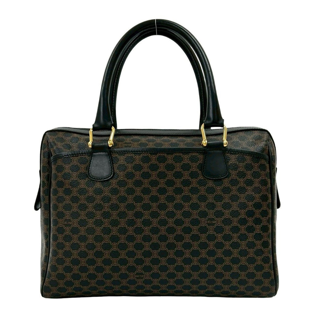 Celine Vintage Macadam Blason Triomphe Pattern Leather Mini Boston Bag Black — view 3