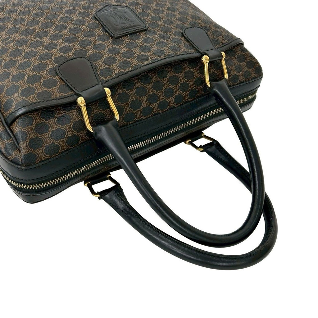 Celine Vintage Macadam Blason Triomphe Pattern Leather Mini Boston Bag Black — view 4