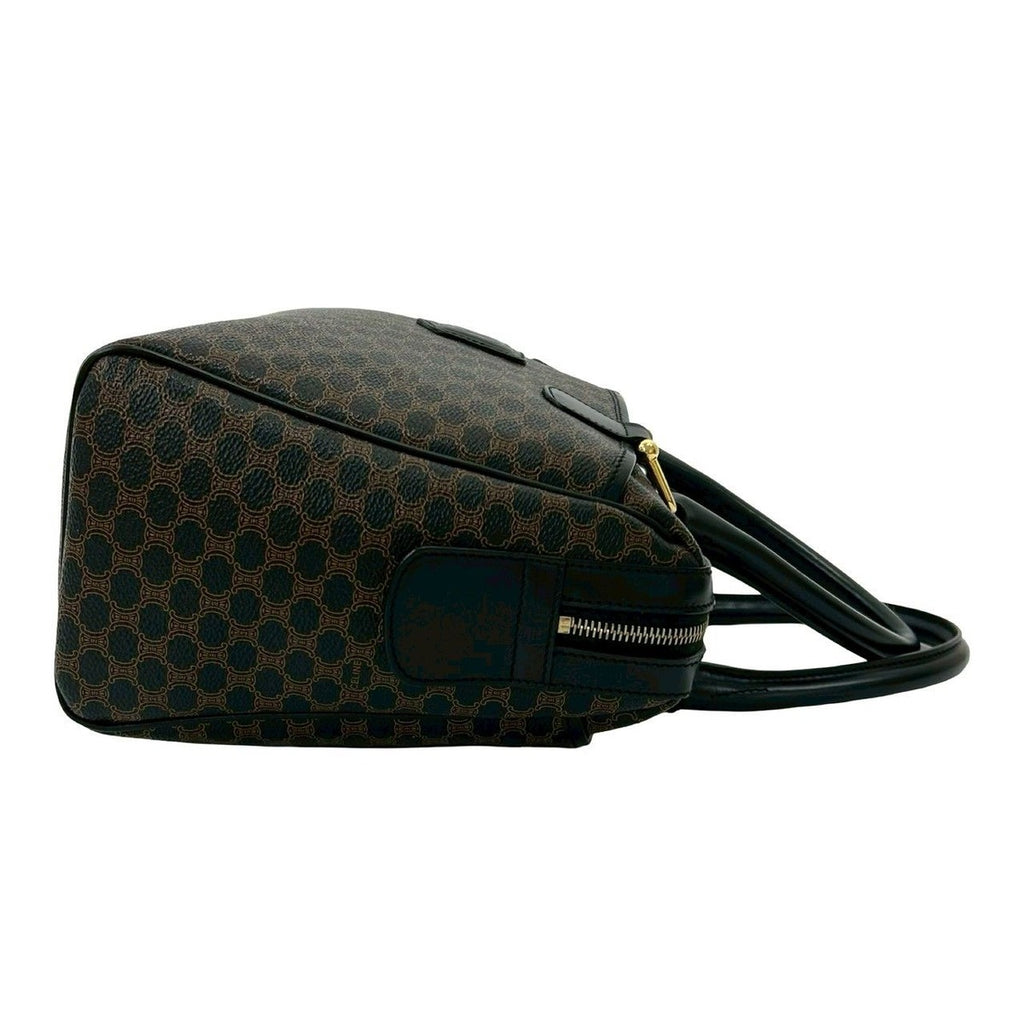 Celine Vintage Macadam Blason Triomphe Pattern Leather Mini Boston Bag Black — view 6