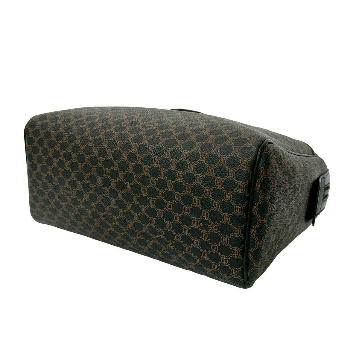Celine Vintage Macadam Blason Triomphe Pattern Leather Mini Boston Bag Black — view 8