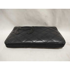 Chanel Wallet Cambon Line Black Pink Leather CC Logo Round — view 2