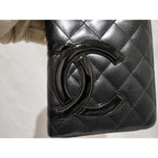 Chanel Wallet Cambon Line Black Pink Leather CC Logo Round — view 4