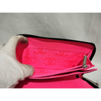 Chanel Wallet Cambon Line Black Pink Leather CC Logo Round — view 6