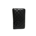 Chanel Wallet Cambon Line Black Pink Leather CC Logo Round