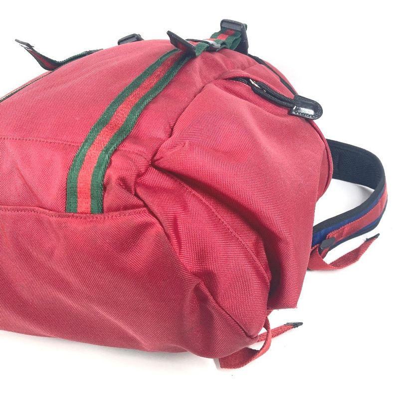 Gucci Backpack Techno Logo Sherry Line Web Nylon Canvas Red — view 6