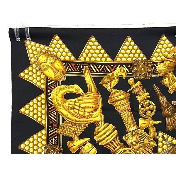 Hermes L'or Des Chefs Carre 90 Silk Large Scarf Shawl Black — view 2
