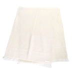 Hermes Chevron Zoom 100% Cashmere Leather With Logo Patch Fringe Shawl Scarf — view 2